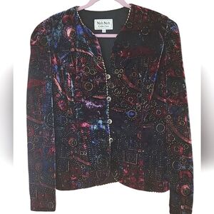 Nah Nah Collection Velvet Multi Colored Blazer Jacket. Vintage. Size 16